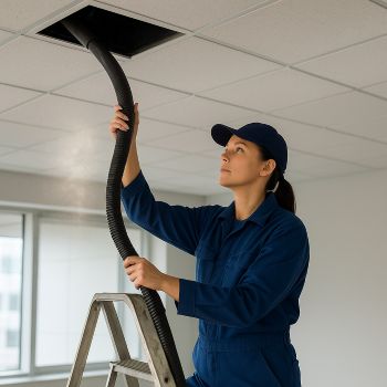 Professional air duct cleaning technician